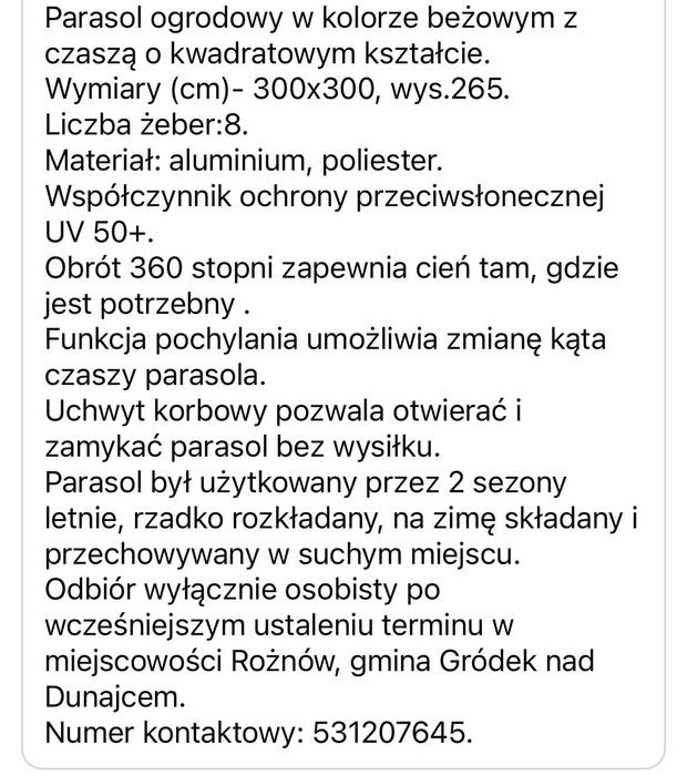 Parasol ogrodowy