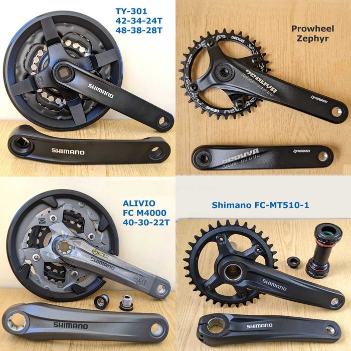 Шатуны разные Shimano 301 MT510 Alivio передние звезды Prowheel