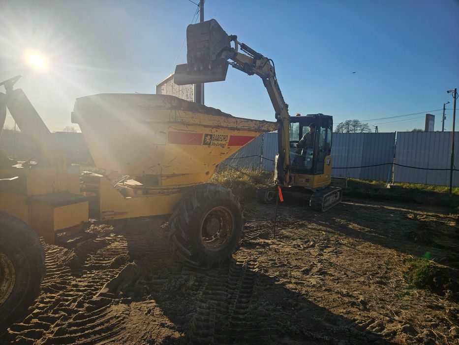 Wynajem koparki z młotem cat308 rozbiórki wyburzenia wywóz gruzu