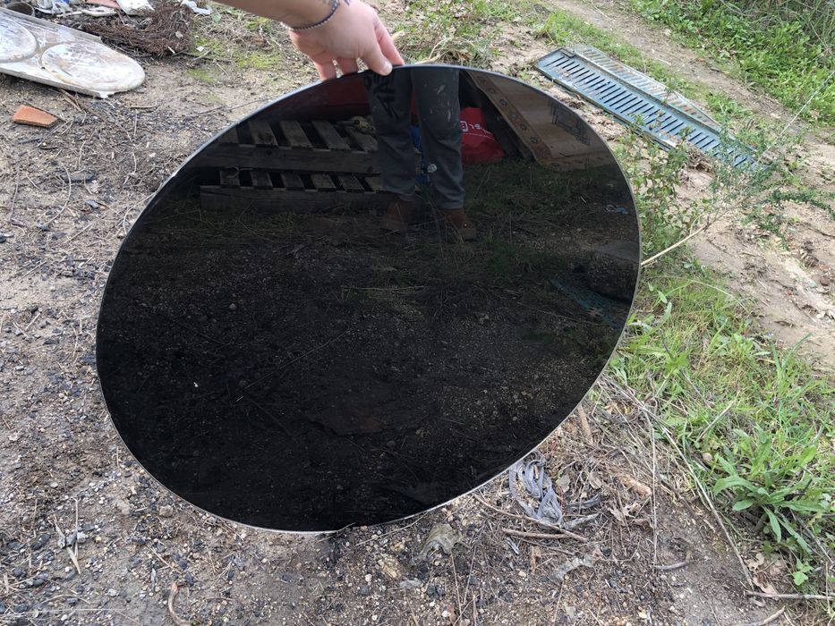 Tampo de vidro redondo preto