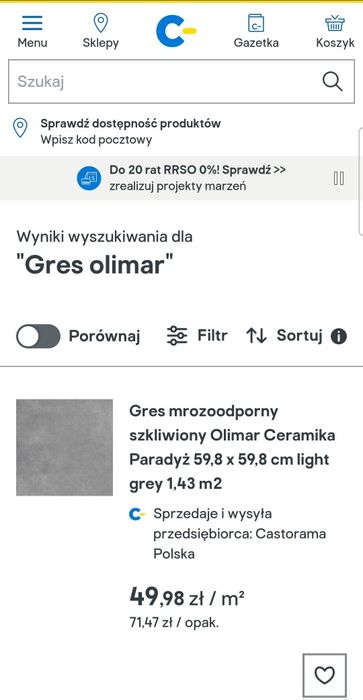 Gres mrozoodporny szkliwiony Olimar Ceramika Paradyż 59,8 x 59,8 cm
