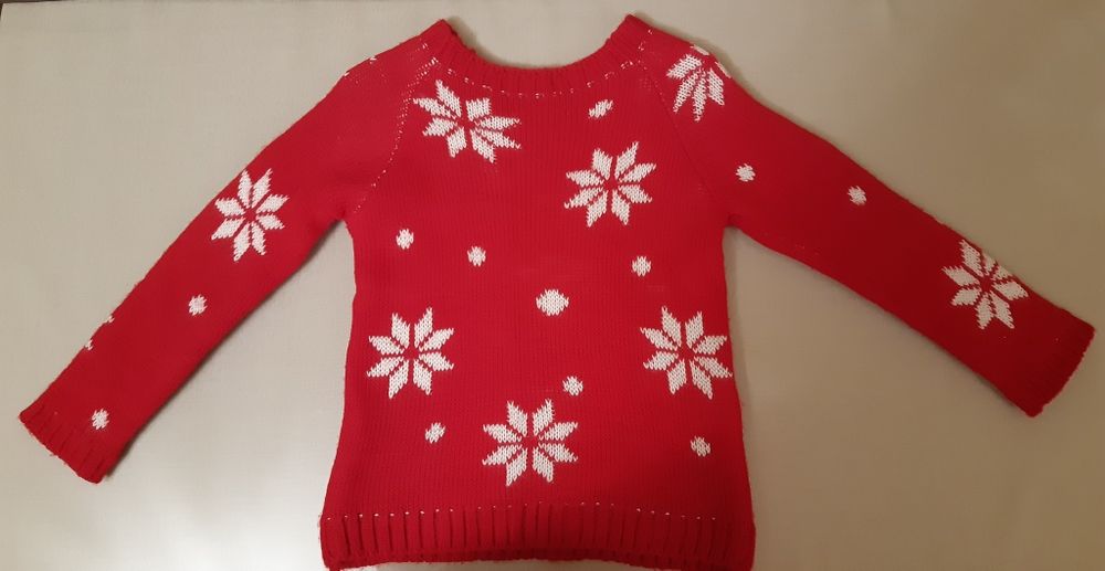 Włoski, akrylowy sweter z reniferem, świąteczny, rozmiar 104/110