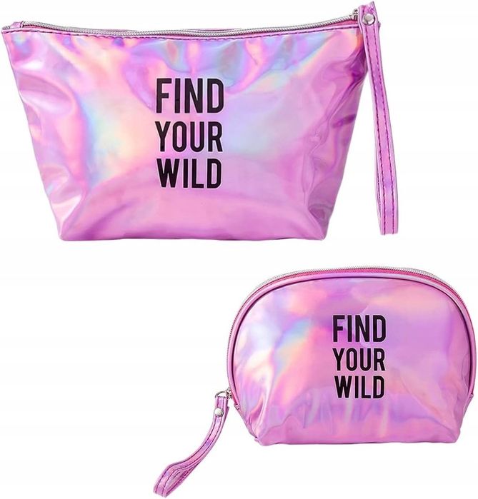 Podręczna kosmetyczka, zestaw 2 elementów, Różowa, Wodoodporna