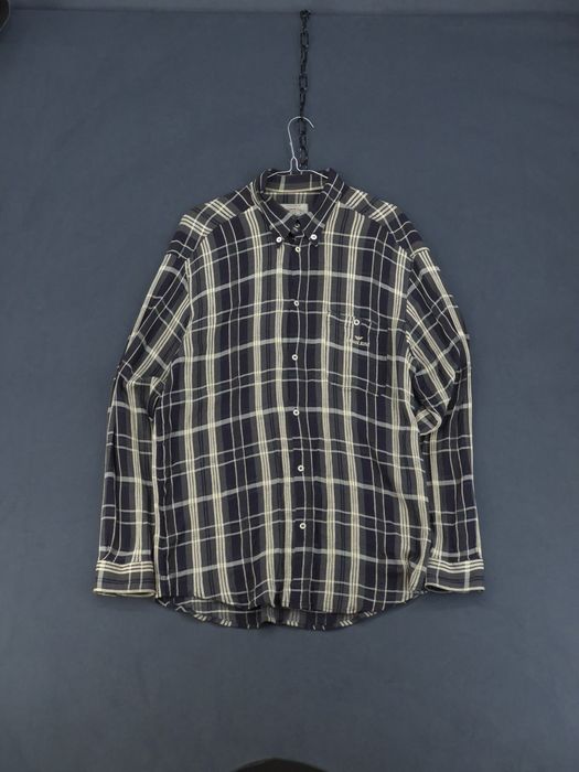 Vintage Armani Jeans koszula męska w kratę bawełna wiskoza L casual