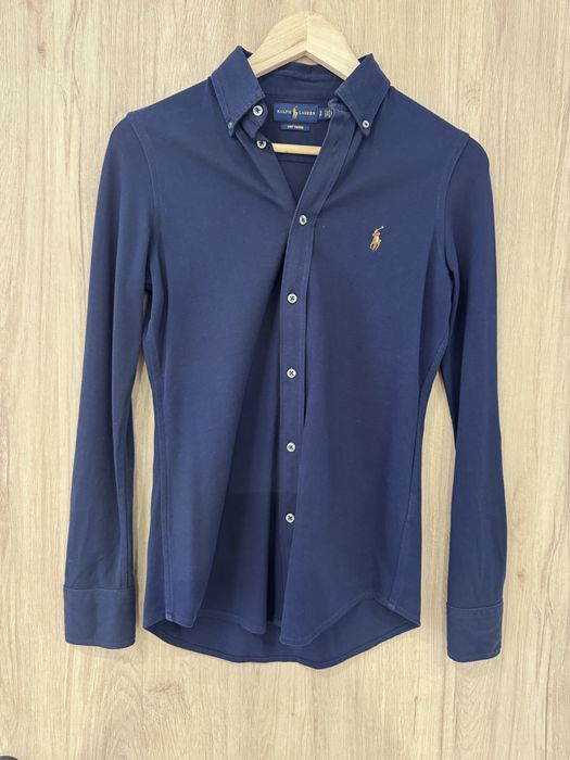 Oryginalna koszula damska Polo Ralph Lauren - granatowa, S, knit oxford