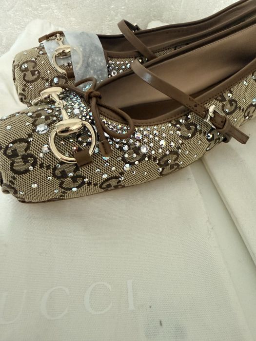 Оригінал! Балетки Gucci Signoria з кристалами та Horsebit (Розмір 38)