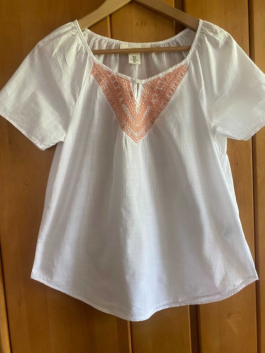Biała bluza z pomarańczowym Haftem H&M S