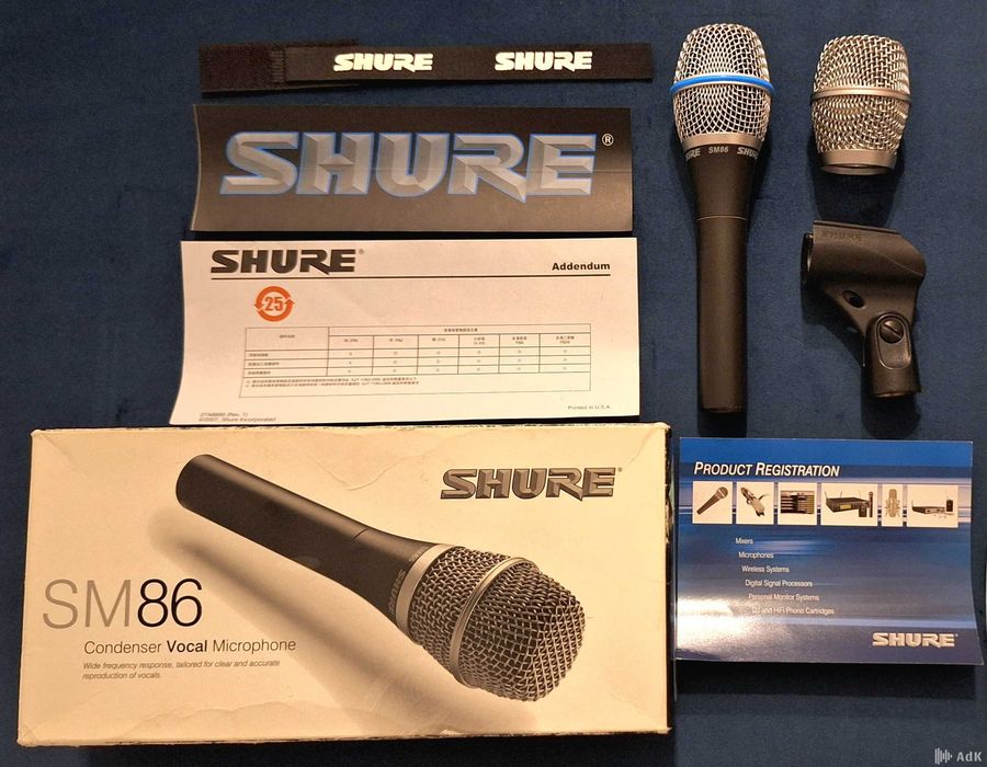 Mikrofon pojemnościowy Shure SM86 | 1 właściciel | Komplet | Stan bdb