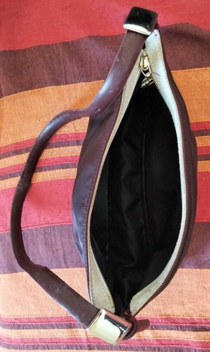 Mala de ombro Longchamp Original em Nylon e Pele (Castanho)