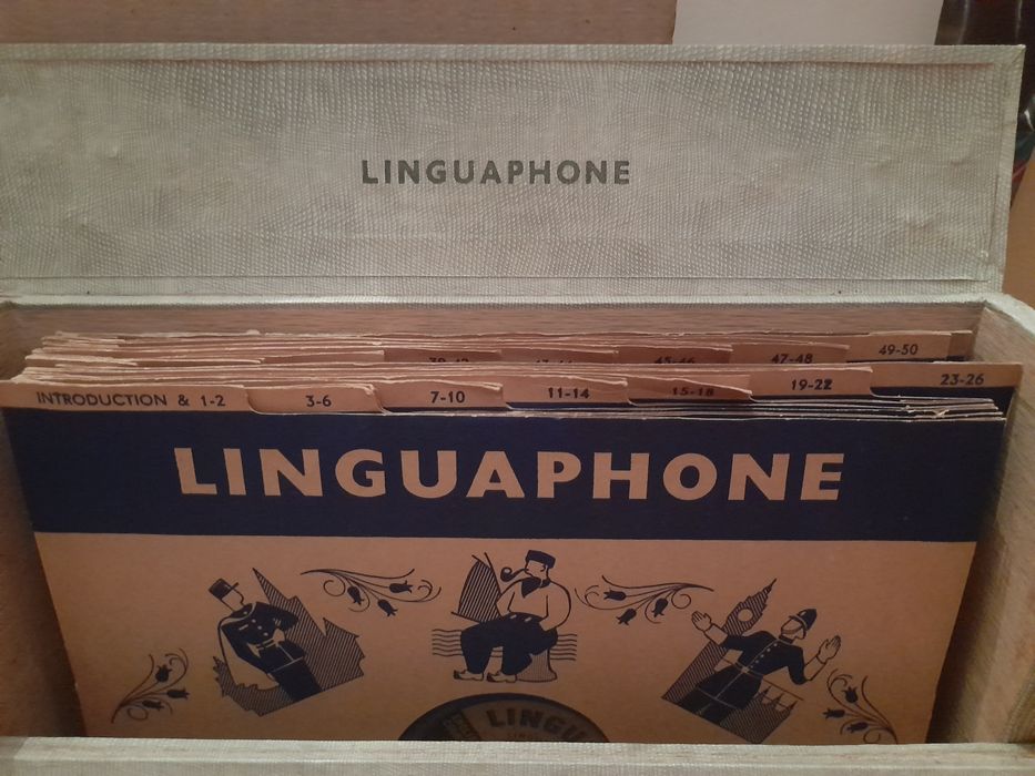 Mala Vintage Linguaphone - Curso de Inglês (16 Discos 78 RPM)