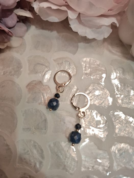 Kolczyki handmade z naturalnych kamieni lapis lazuli noc kairu hematyt