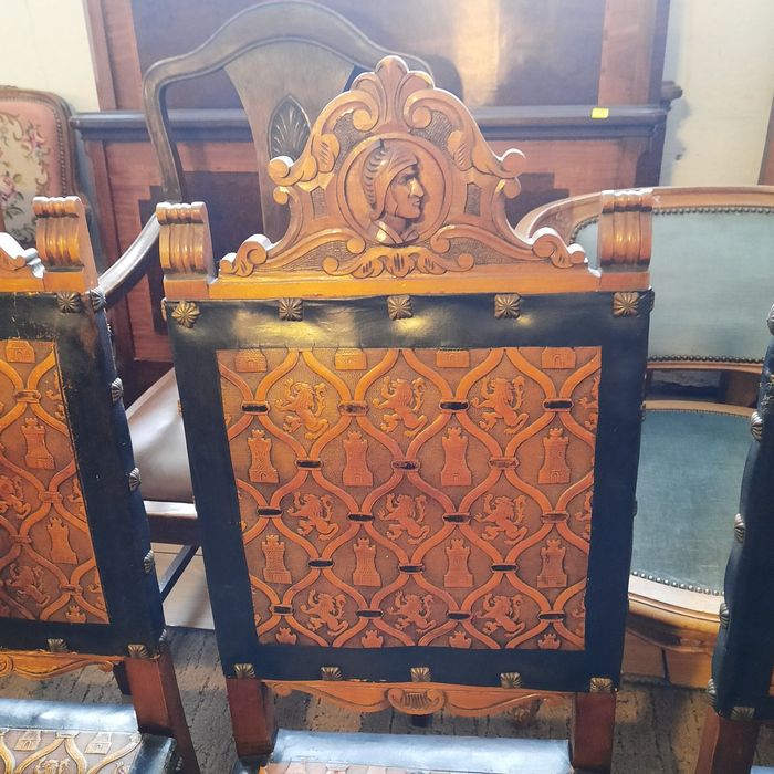 Stary piękny kpl pałacowy XIX W  dwa trony i 4 krzesła