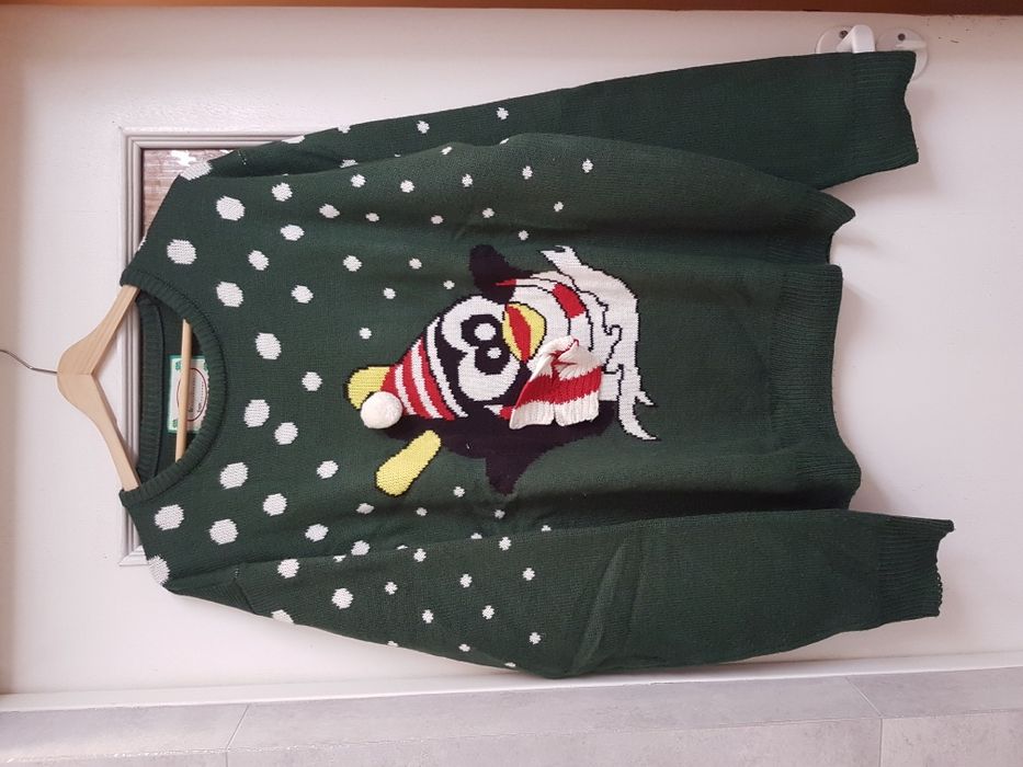 Świąteczny sweter XXL pingwin święta boże narodzenie Primark 3d szalik