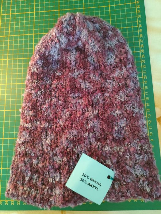 Mega ciepła czapka dwustronna dwuwarstwowa bezszwowa handmade