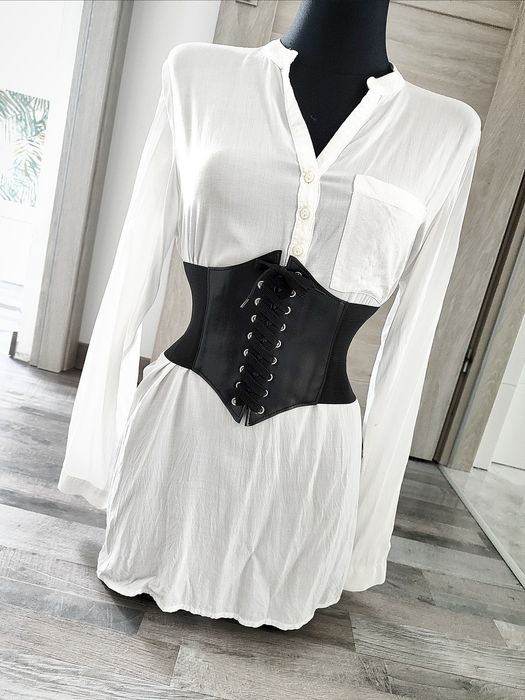 Nowy czarny gorset pasek gorsetowy modelujący talię ozdobny na ubranie