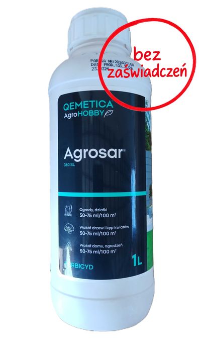 Agrosar 360SL 1Litry na chwasty, zamiennik randap bez zezwolenia, środek na chwasty w ogrodzie, na chwasty w kostce