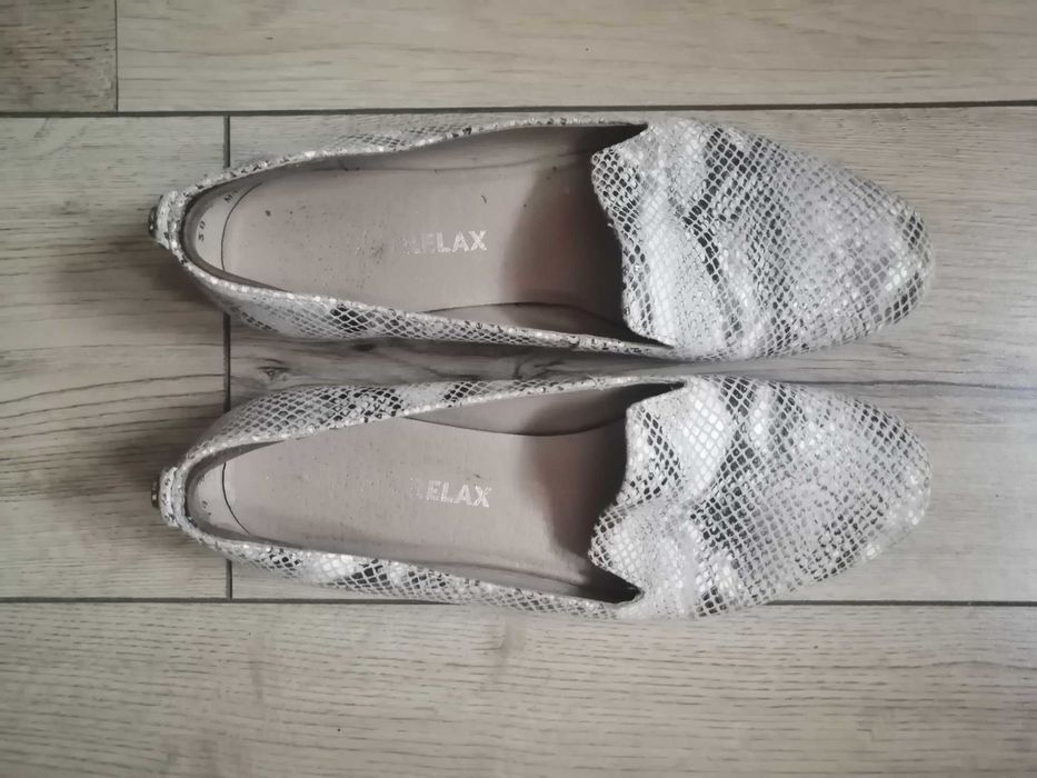 Mokasyny panterka skóra wzorki Ryłko relax 38