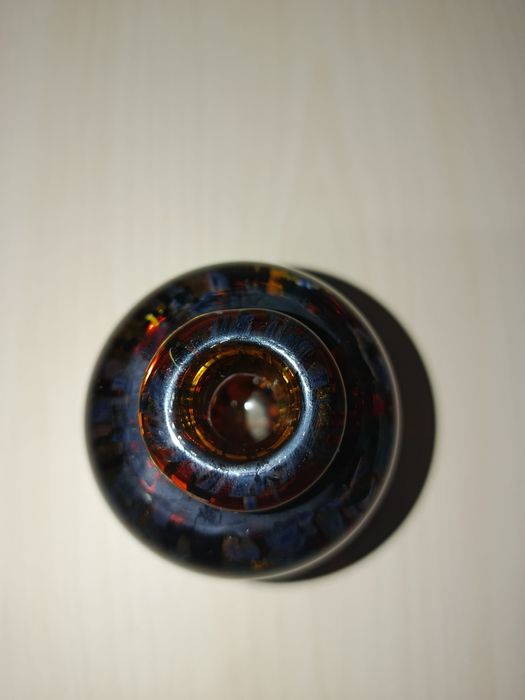 Vaso de Vidro Artístico Italiano Cristalcor – Âmbar com Padrão Casco d