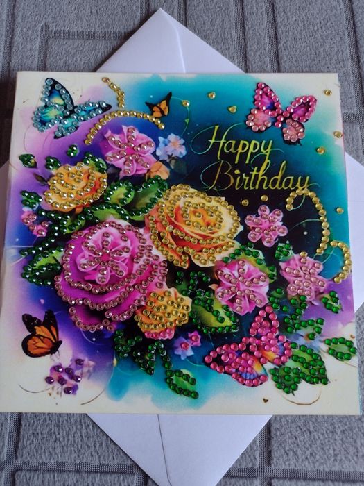 Kartka urodzinowa - diamond painting