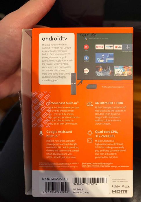 xiaomi mi box s (com caixa e todos os cabos) (hdmi, cabo rede, adaptador rede)