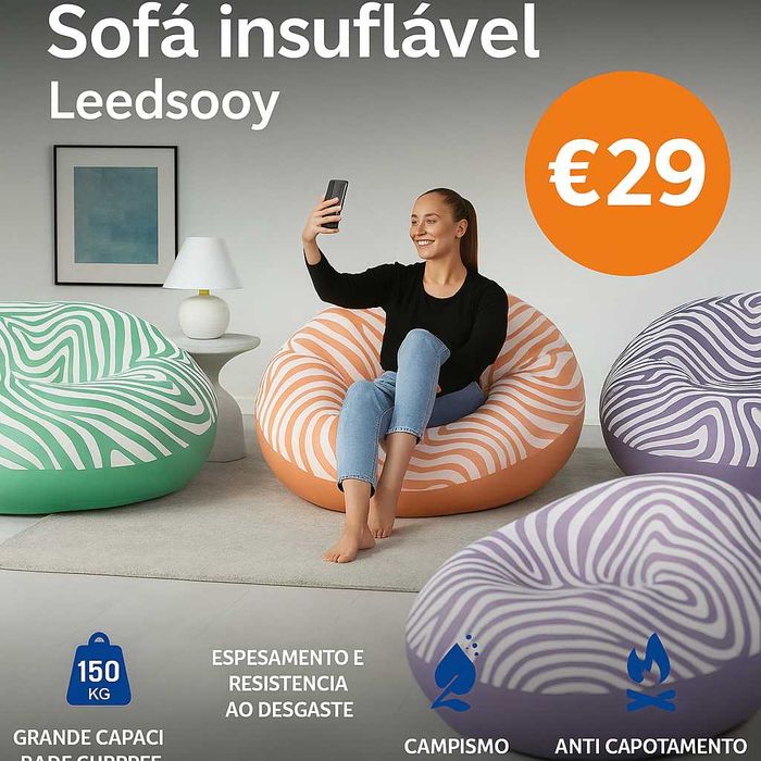 sofá insuflável até 150 kg
