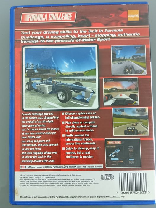 Fórmula Challenge - Jogo PS2 Playstation2 Como Novo!*