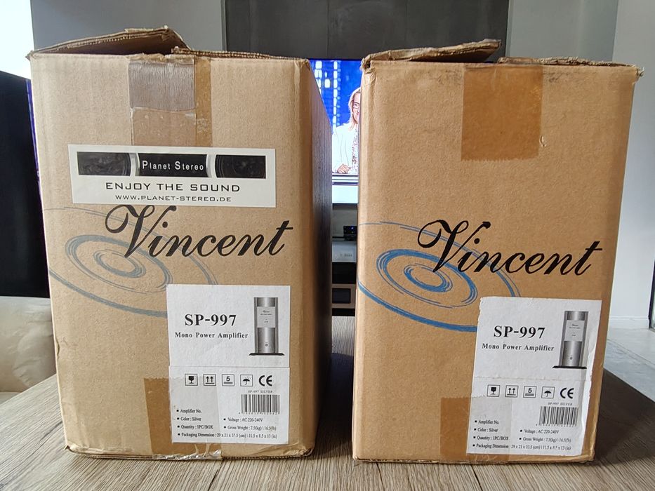 Vincent SP-997 Srebrny dwie Końcówki Mocy Monoblok jak nowe