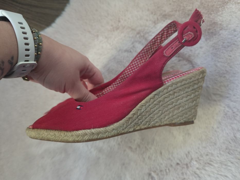 Tommy Hilfiger espadryle 36 | czerwone | koturn | sandały | lato |