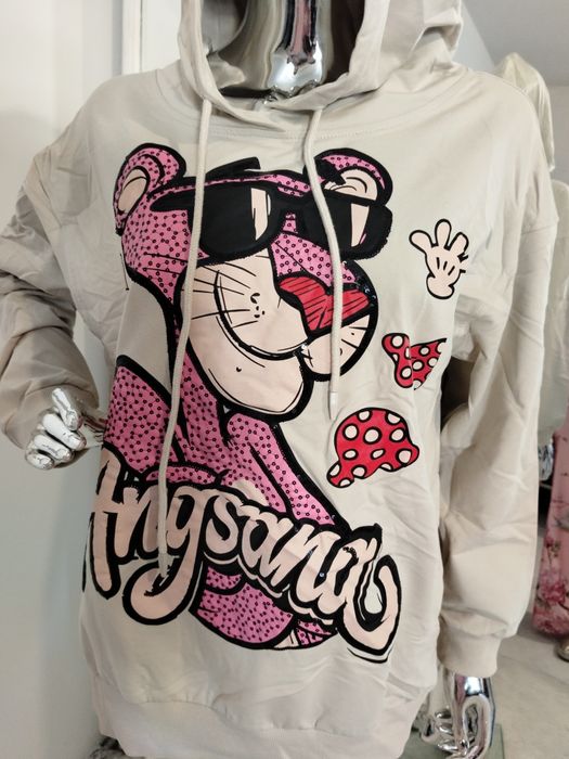 Hit ! Stylowa bawełniana bluza z różową panterą