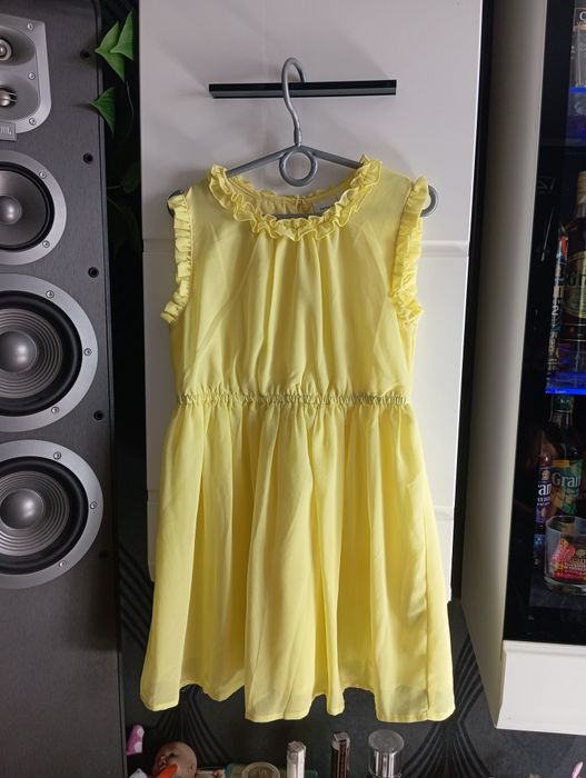 Sukienka elegancka świąteczna żółta kanarkowa name it 122