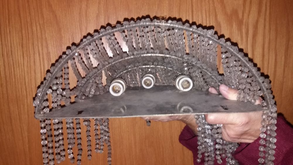 2 Apliques VINTAGE anos 20 de 3 lumes de cristais de vidro