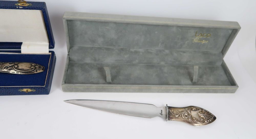 Conjunto de 3 abre cartas com cabos em prata