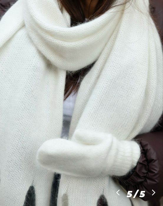 Зимовий набір з ангори (шапка + шарф + рукавиці)