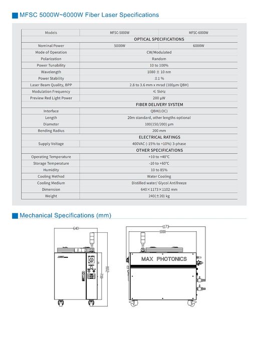 Maxphotonics 6kw, 6000w, raycus, fiber