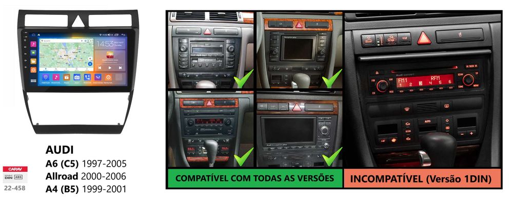 Rádio 2DIN 9" [4+64GB] • AUDI A6 (1997 a 2005) • Android • Allroad C5