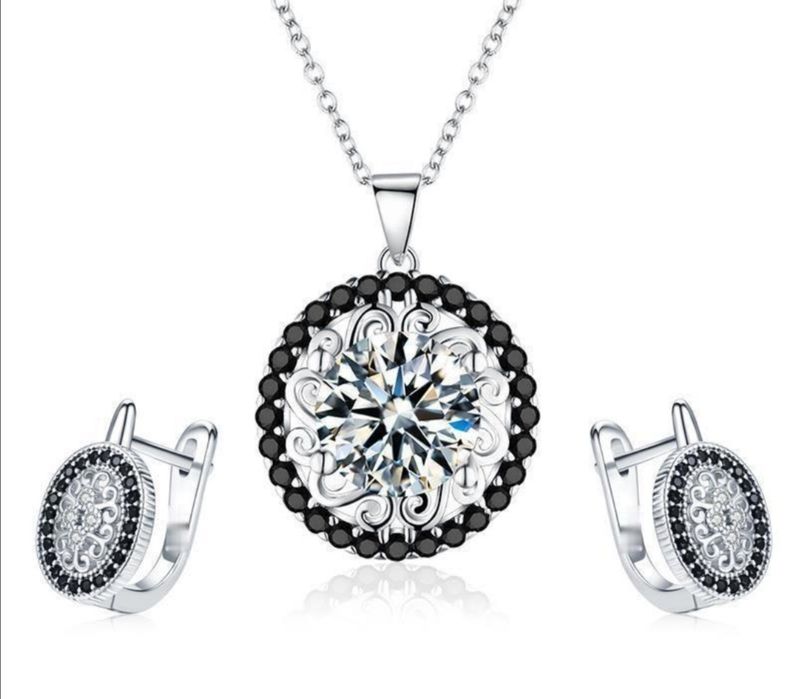 Серебро стерлинговое 925 пробы кольцо, серьги, цепочка с кулоном