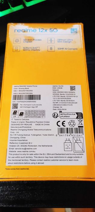 Smartfon Realme 12X 5G 8GB ram+ 256GB pamięci nowy! czarny