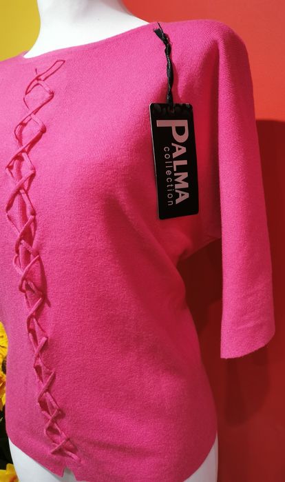 Sweterek sweter warkocz neon róż
