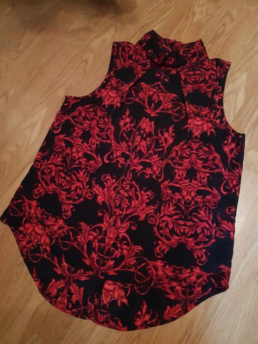 Koszula elegancka bluzka wyjściowa damska next 36 print bordowe kwiaty,glamour retro ghotic aestetic stan idealny bardzo dobry okazjonalna romantyczna