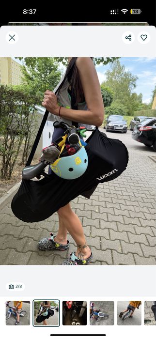 Woom 1. Torba. Odblask. Kask. Boczne kola.