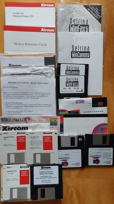 Xircom CreditCard Ethernet+ Modem 28.8 Dokumentacja +  oprogramowanie
