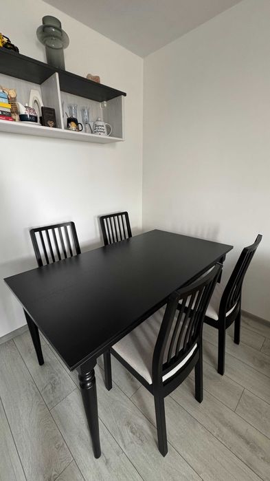 IKEA INGATORP Stół rozkładany, czarny, 155/215x87 cm