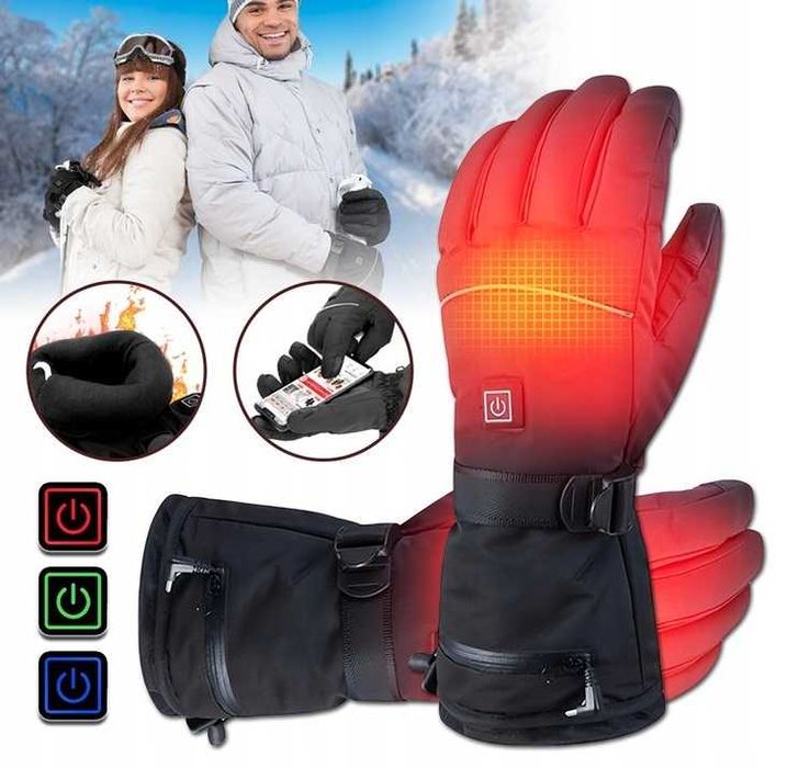 Podgrzewane rękawiczki wodoodporne, rękawiczki do jazy na nartach