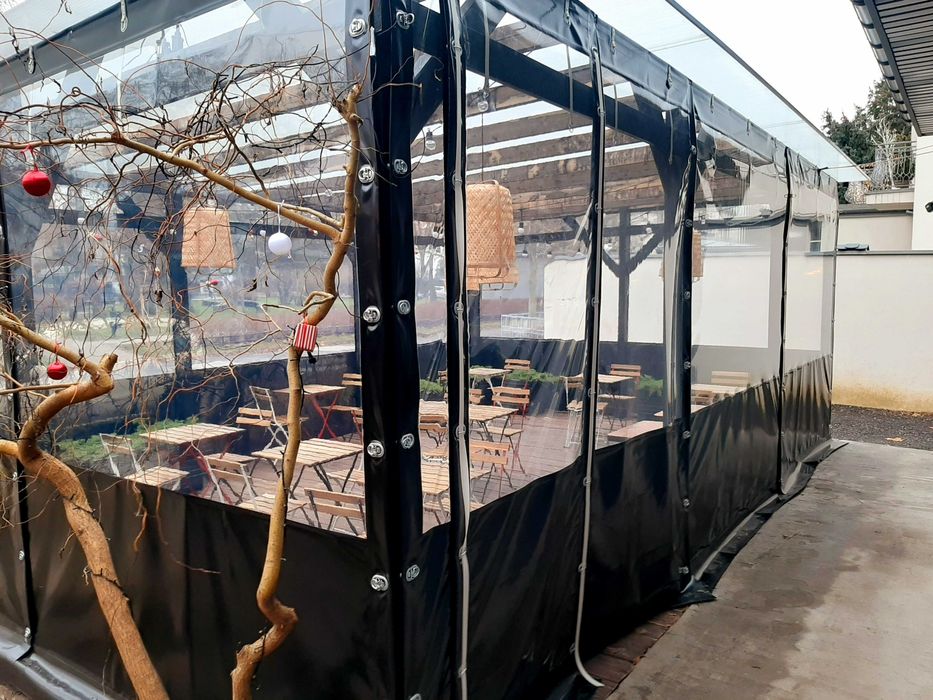 Przezroczysta ściana, roleta na taras, altanę z pomiarem i montażem.