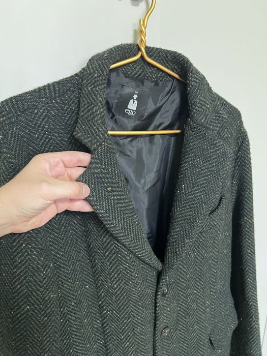 Чоловіче твідове пальто mr. ego (Made in Italy, з вовною) / Твідовий піджак-пальто L
