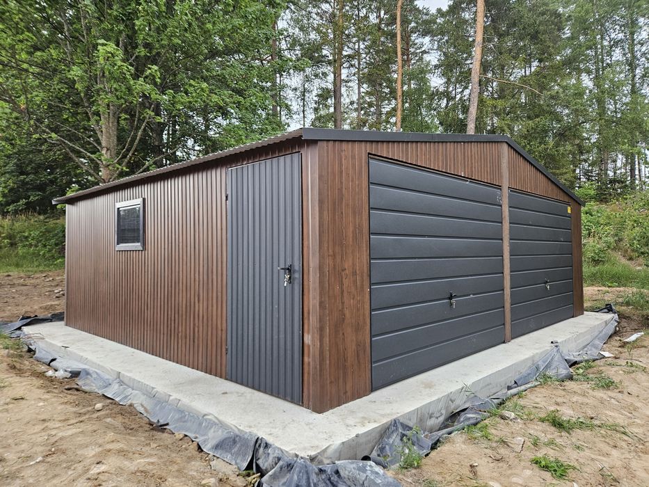 7x5.5 ŚLĄ Drewnopodobn Garaze Blaszane Garaz Blaszany Blaszak Blaszaki