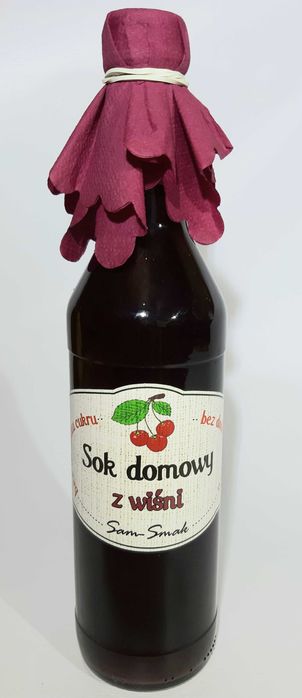 Sok z wiśni wiśniowy BEZ DODATKU CUKRU 100% domowy 500 ml