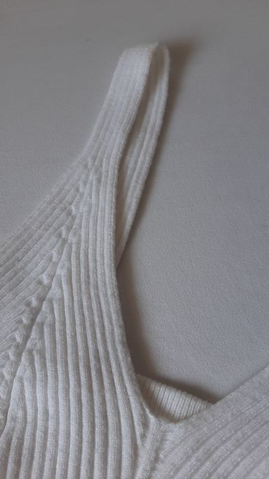 Top de Malha Canelada Branco SHEIN