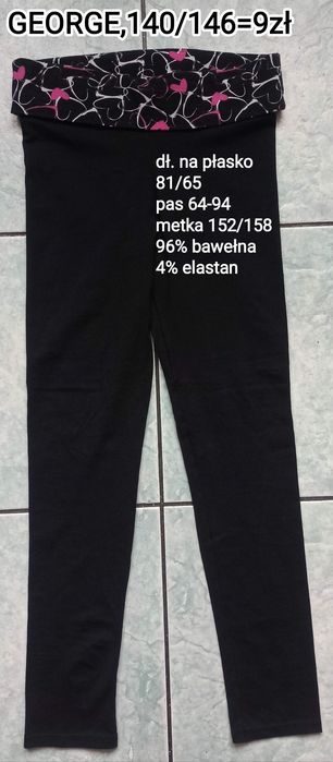 Legginsy dziewczęce szeroki pas.