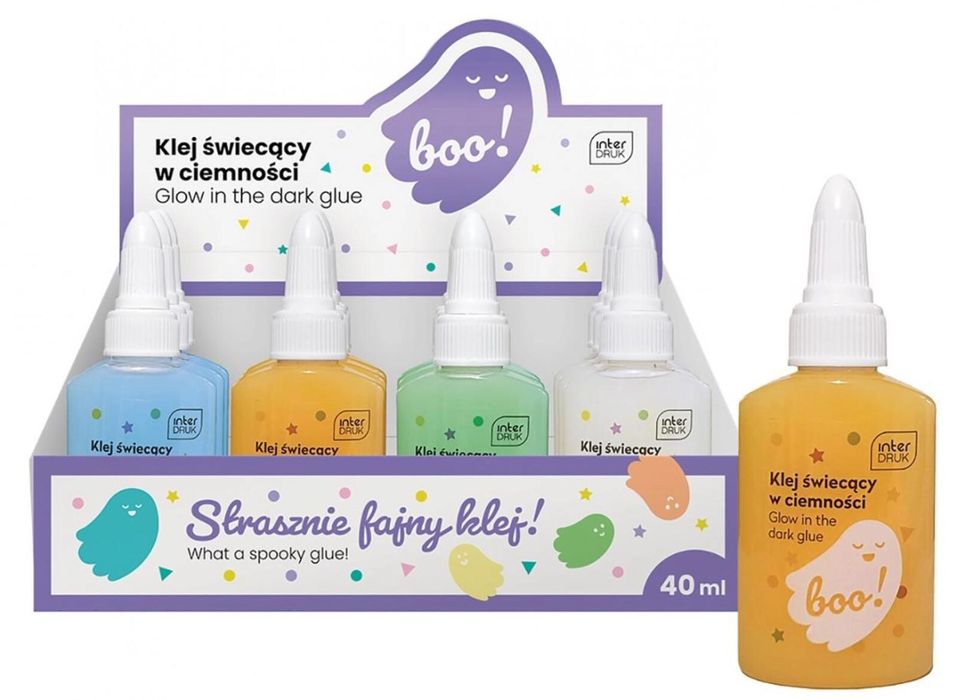 Klej świecący w ciemności BOO 40ml (12szt) INTERDRUK pudełko,